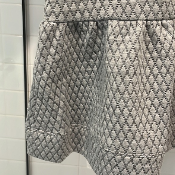 KATE SPADE Grey Diamond Quilted Crew Neck Ruffle Hem Drop Waist Dress - Picture 10 of 15